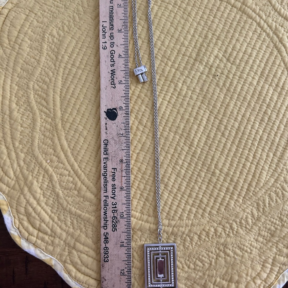 Touchstone Crystal Silver Rectangular Pendant Nec… - image 1